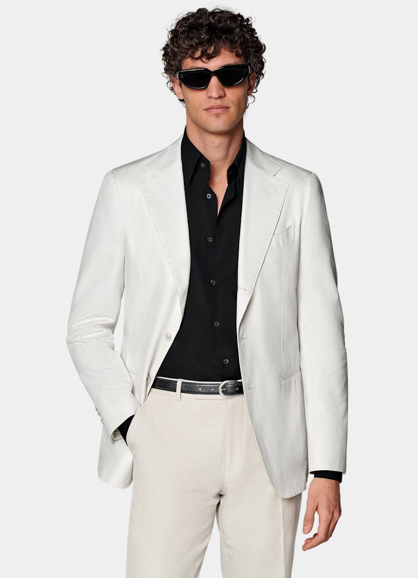 SUITSUPPLY 意大利 E.Thomas 生产的棉面料 Havana 米白色西装外套