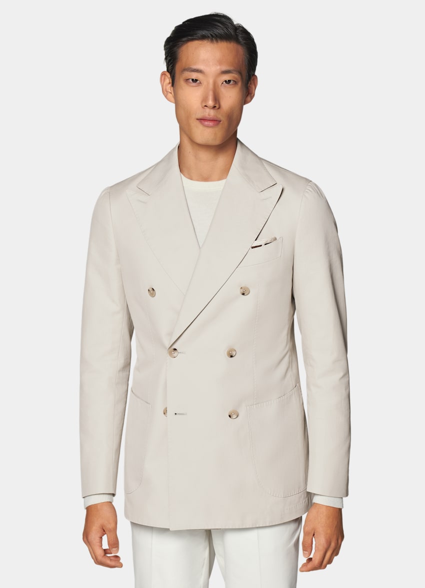 SUITSUPPLY Summer Pure Cotton by E.Thomas, Italy Sand Tailored Fit Havana Blazer