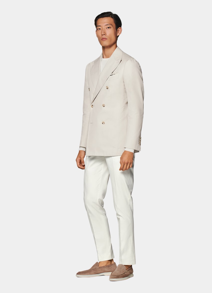 SUITSUPPLY Summer Pure Cotton by E.Thomas, Italy Sand Tailored Fit Havana Blazer