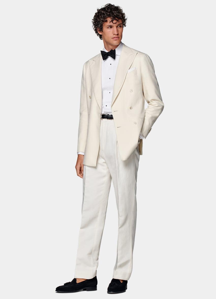 SUITSUPPLY Cotton Silk by E.Thomas, Italy Off-White Havana Dinner Jacket