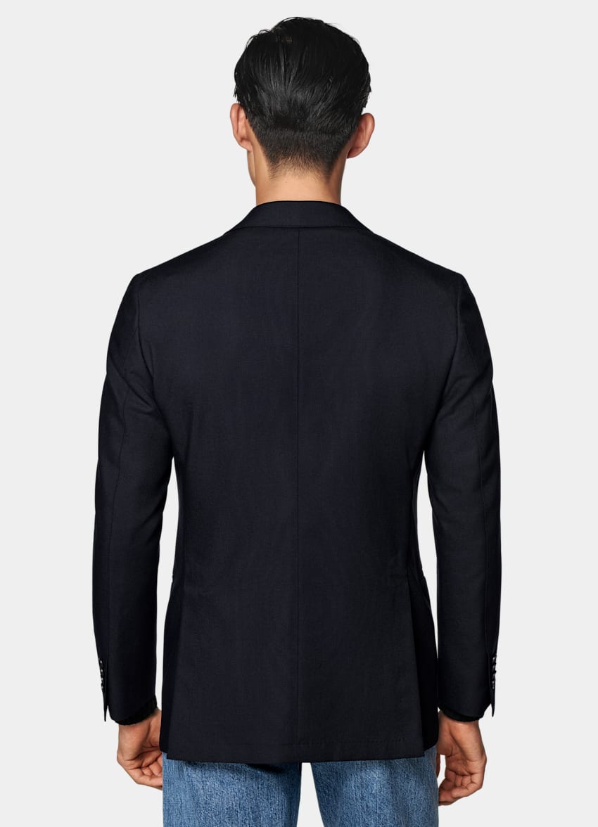 SUITSUPPLY All Season Pure 4-Ply Traveller Wool by Rogna, Italy Navy Tailored Fit Havana Suit Jacket