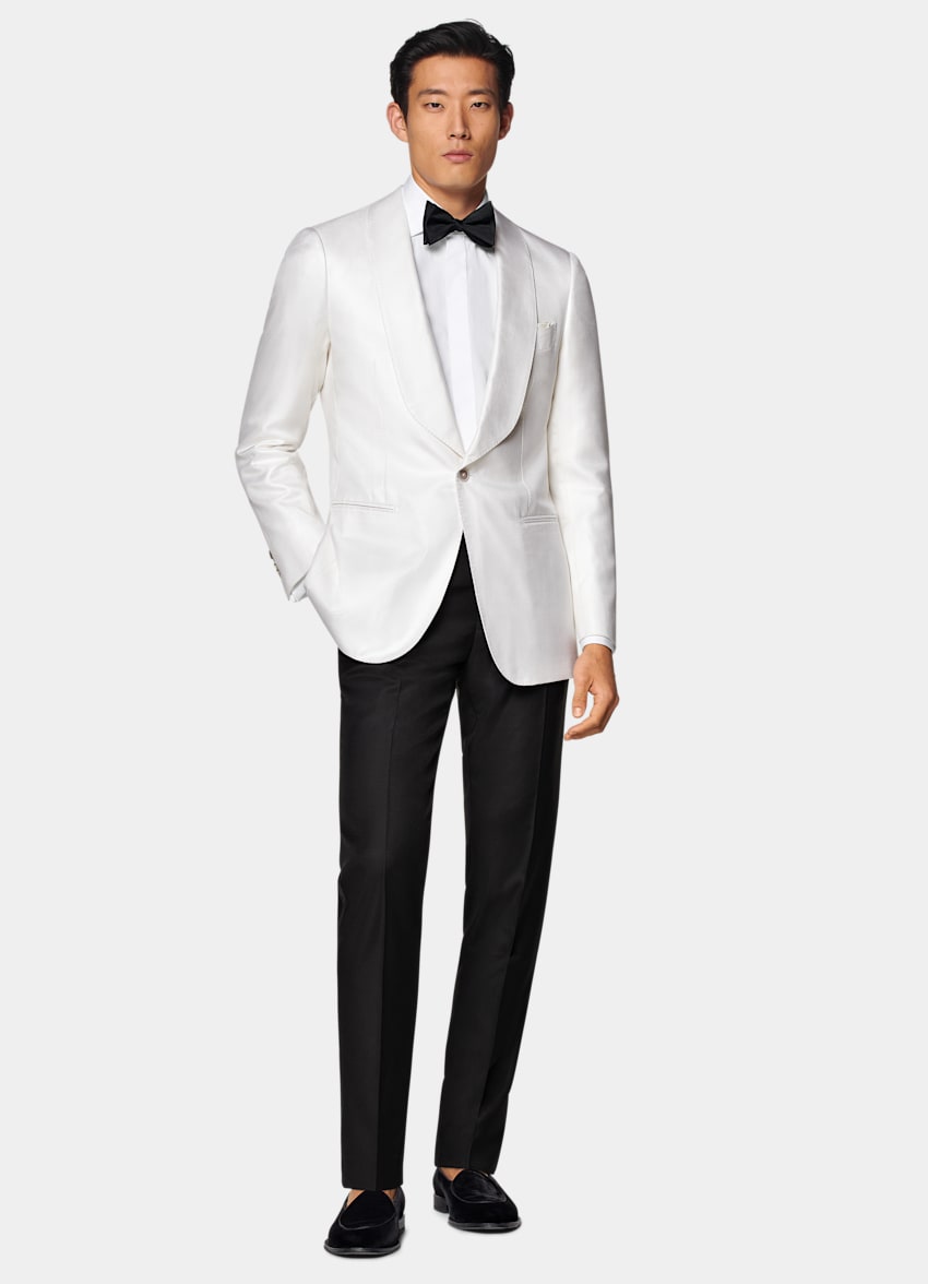 SUITSUPPLY Pure Silk by E.Thomas, Italy Off-White Havana Dinner Jacket