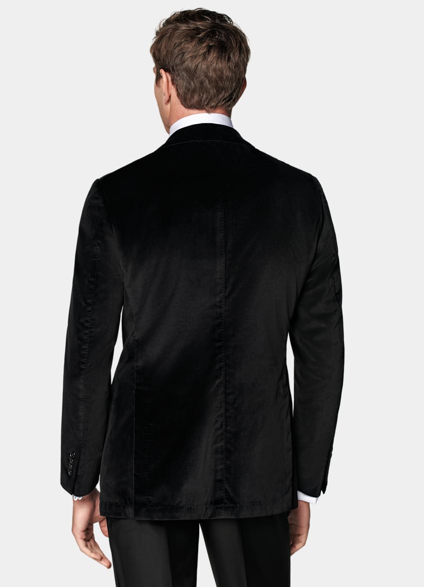 SUITSUPPLY All Season Stretch Cotton Velvet by Pontoglio, Italy Black Tailored Fit Havana Dinner Jacket