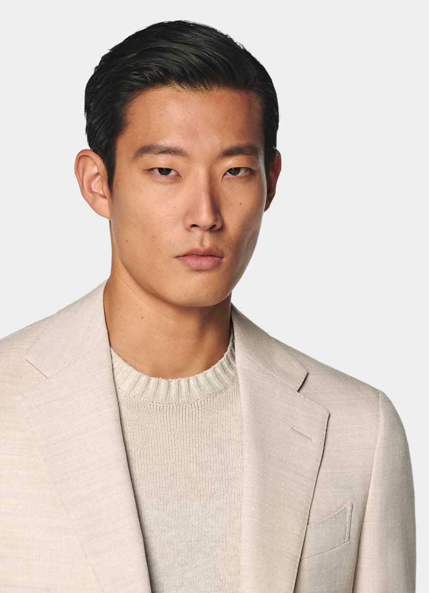 SUITSUPPLY All season Pura lana Traveller 4-ply - Rogna, Italia Giacca da abito Havana color sabbia tailored fit