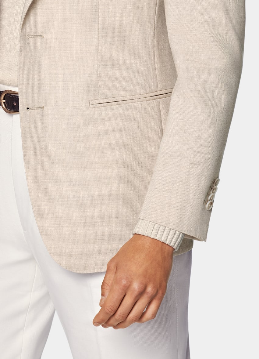 SUITSUPPLY All season Pura lana Traveller 4-ply - Rogna, Italia Giacca da abito Havana color sabbia tailored fit