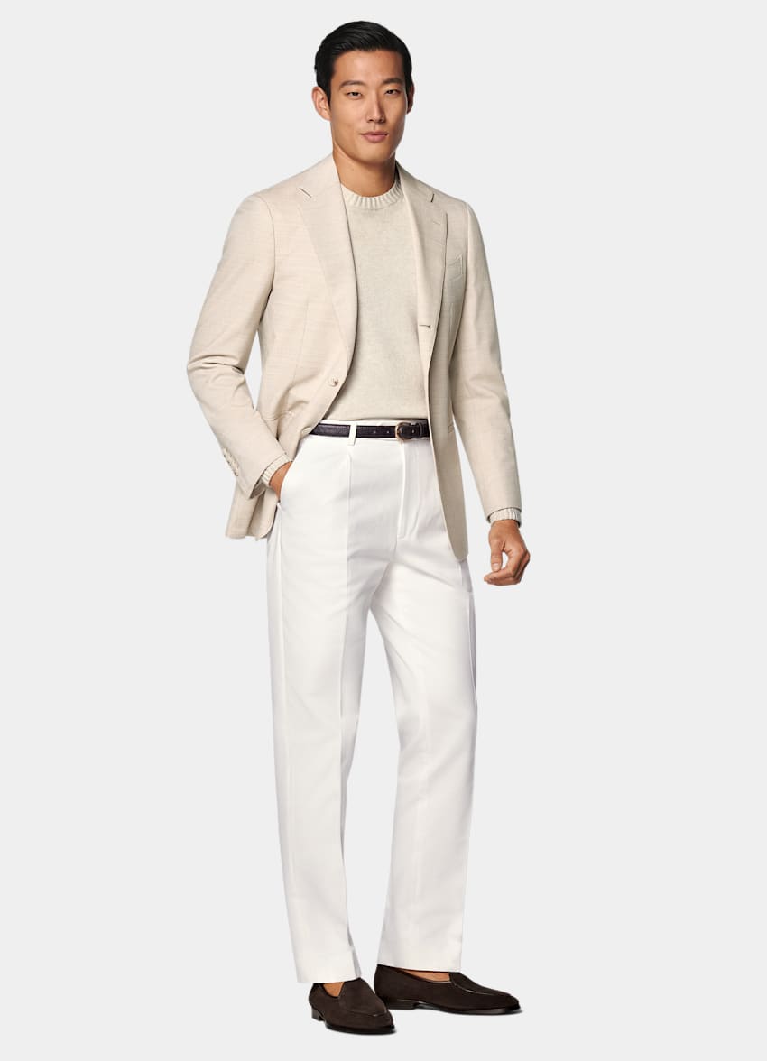 SUITSUPPLY All season Pura lana Traveller 4-ply - Rogna, Italia Giacca da abito Havana color sabbia tailored fit