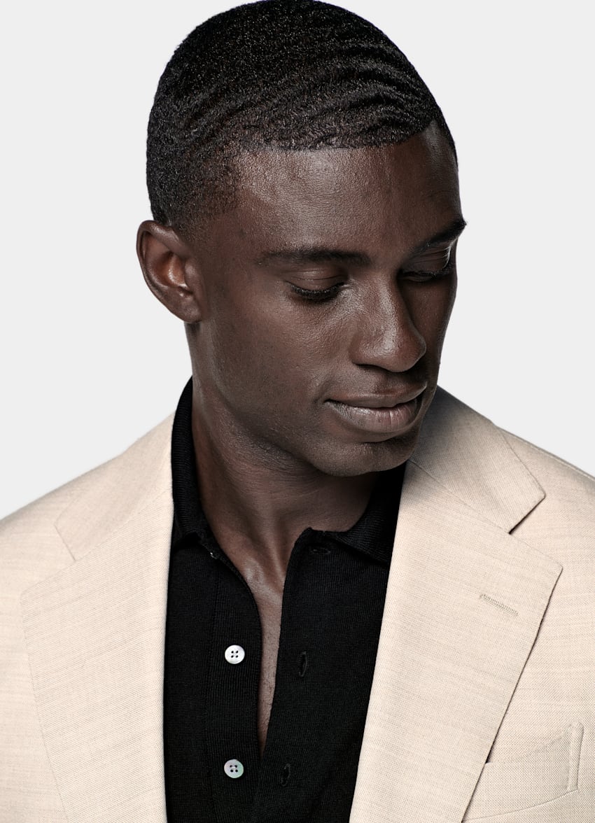 SUITSUPPLY All Season Lana de 4 cabos sin arrugas de Rogna, Italia Blazer de traje Havana arena corte Tailored
