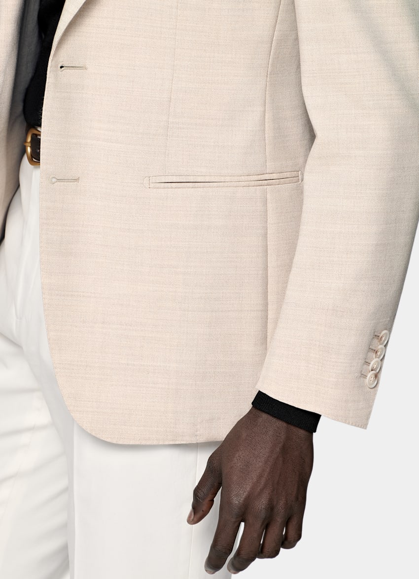 SUITSUPPLY All Season Lana de 4 cabos sin arrugas de Rogna, Italia Blazer de traje Havana arena corte Tailored