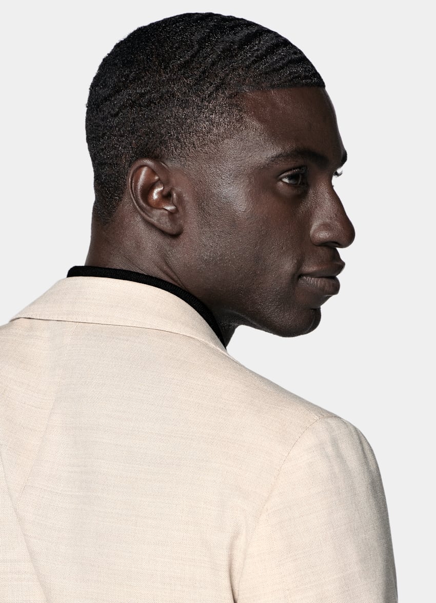 SUITSUPPLY All Season Lana de 4 cabos sin arrugas de Rogna, Italia Blazer de traje Havana arena corte Tailored