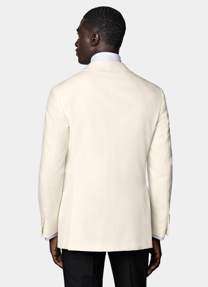 SUITSUPPLY All Season Pure 4-Ply Traveller Wool by Rogna, Italy Off-White Tailored Fit Havana Dinner Jacket