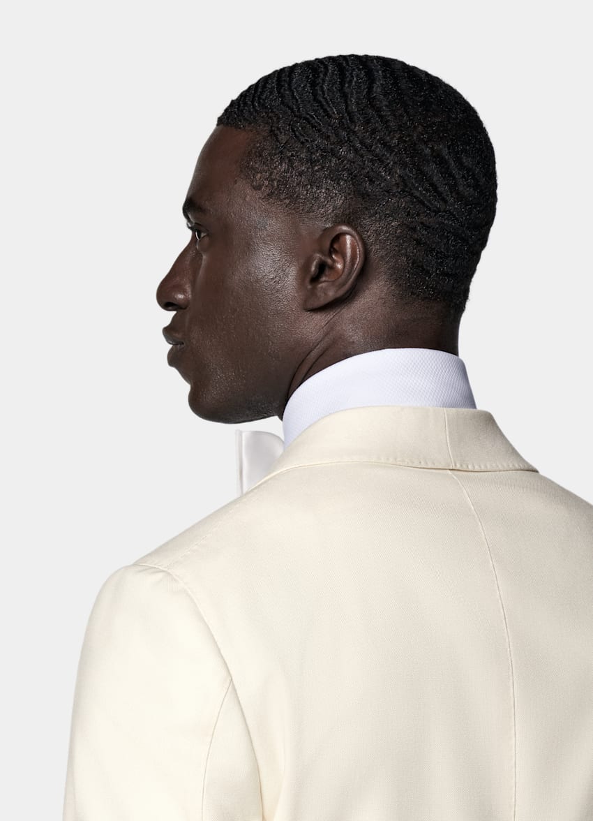 SUITSUPPLY All Season Pure 4-Ply Traveller Wool by Rogna, Italy Off-White Tailored Fit Havana Dinner Jacket