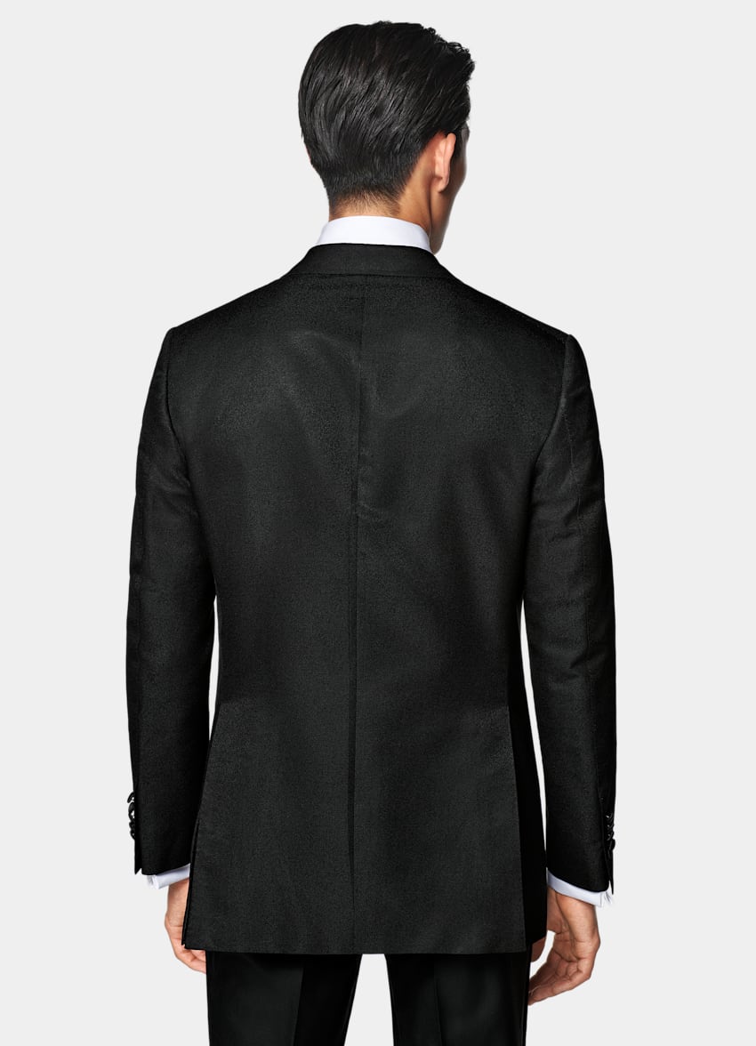 SUITSUPPLY All Season Silk Wool by Lanificio Ermenegildo Zegna, Italy Black Tailored Fit Milano Dinner Jacket