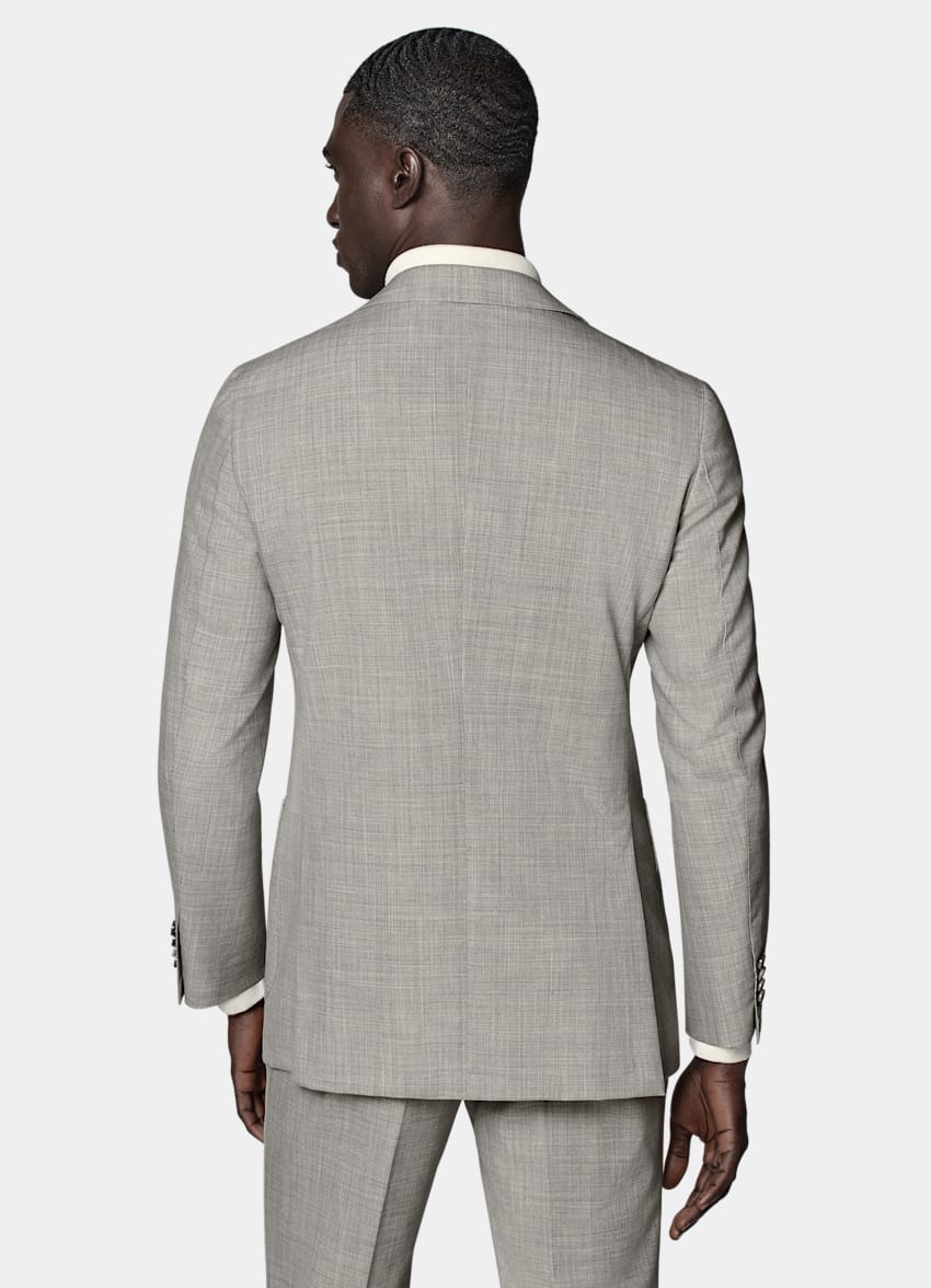 SUITSUPPLY Pure S120's Tropical Wool by Vitale Barberis Canonico, Italy Light Grey Havana Suit Jacket