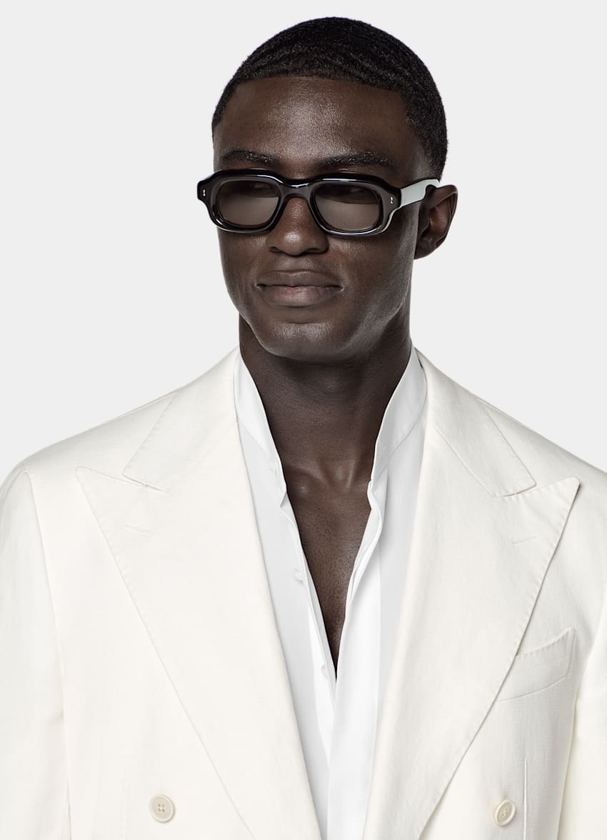 SUITSUPPLY &Eacute;t&eacute; Pur lin par Libeco, Belgique Veste de costume Havana coupe Tailored blanc cass&eacute;