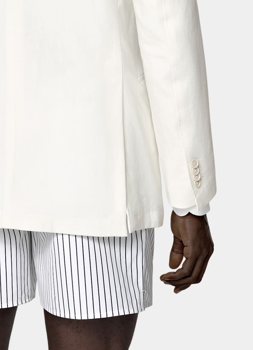 SUITSUPPLY &Eacute;t&eacute; Pur lin par Libeco, Belgique Veste de costume Havana coupe Tailored blanc cass&eacute;