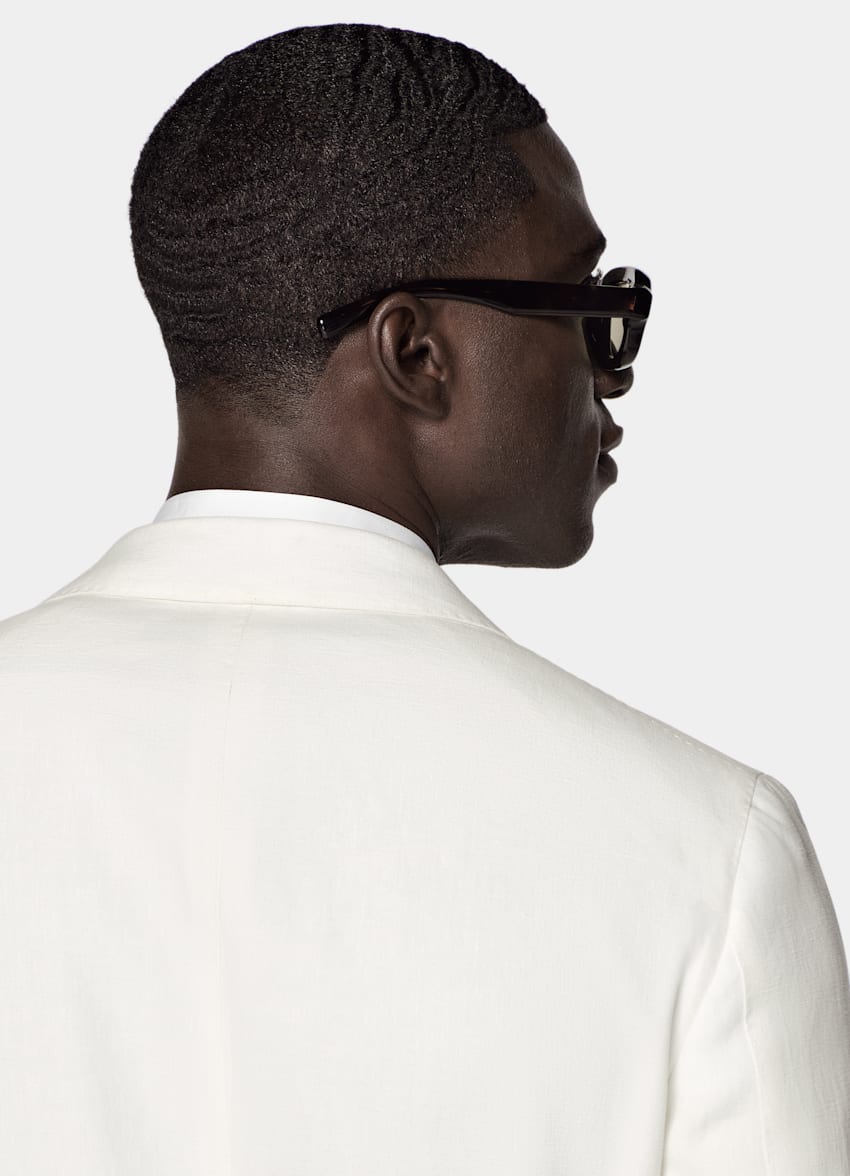 SUITSUPPLY &Eacute;t&eacute; Pur lin par Libeco, Belgique Veste de costume Havana coupe Tailored blanc cass&eacute;