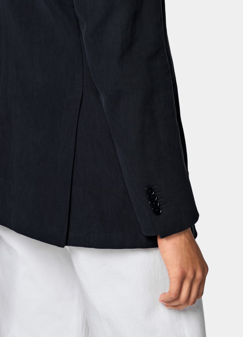 SUITSUPPLY Summer Pure Linen by Libeco, Belgium Navy Relaxed Fit Roma Suit Jacket