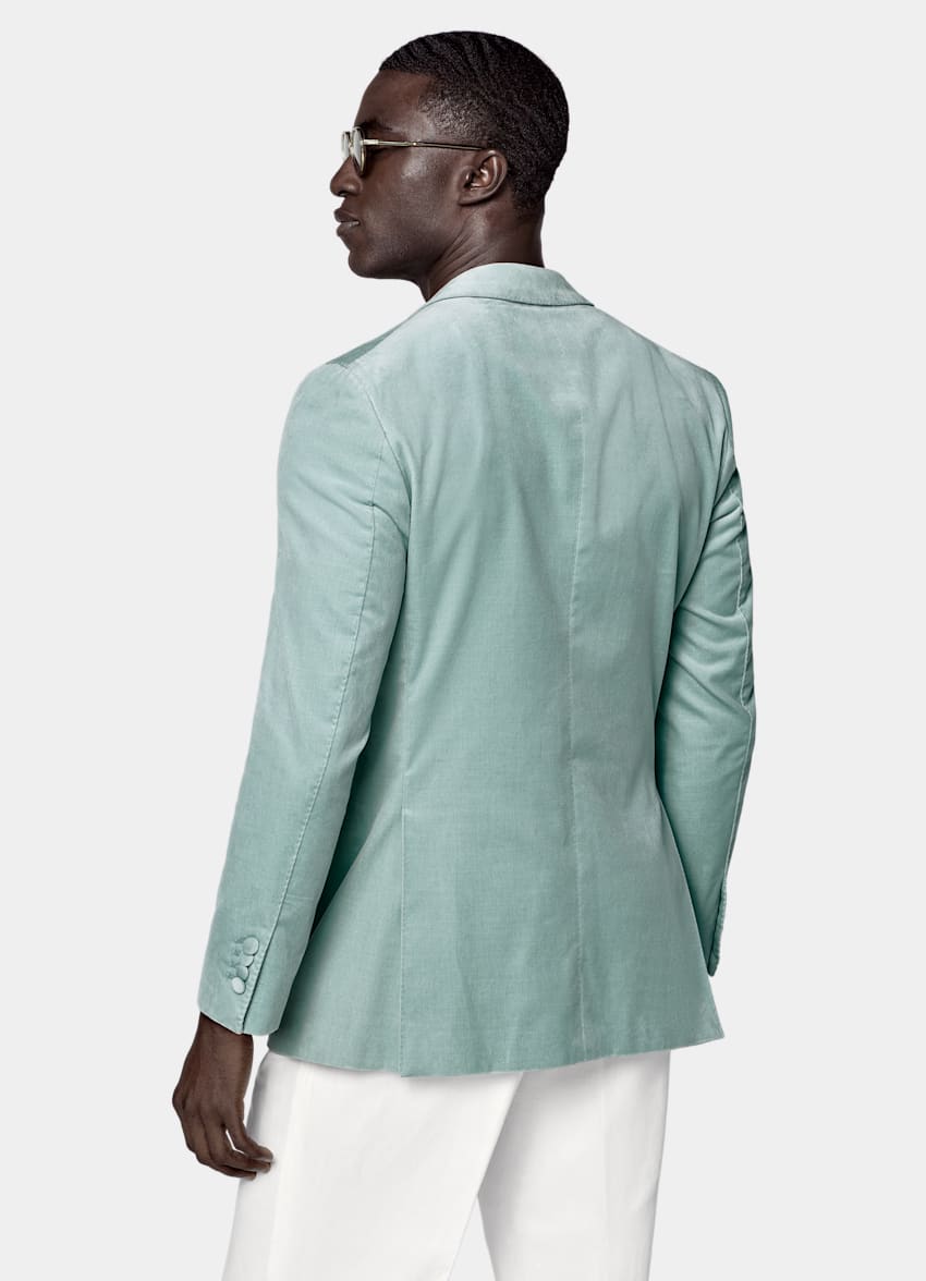 SUITSUPPLY All Season Stretch Cotton Velvet de Pontoglio, Italia Mid Blue Tailored Fit Havana Dinner Jacket