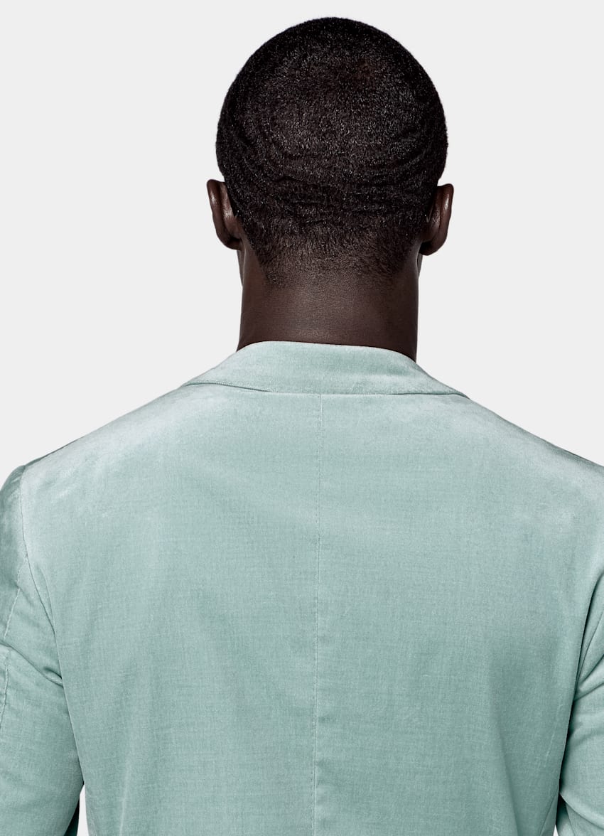 SUITSUPPLY All Season Stretch Cotton Velvet de Pontoglio, Italia Mid Blue Tailored Fit Havana Dinner Jacket