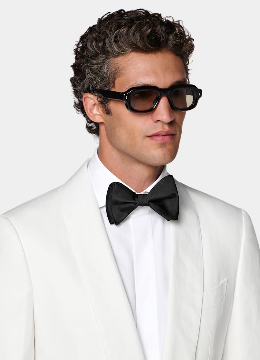 SUITSUPPLY Summer Lyocell Linen Cotton de Di Sondrio, Italia Off-White Tailored Fit Havana Dinner Jacket