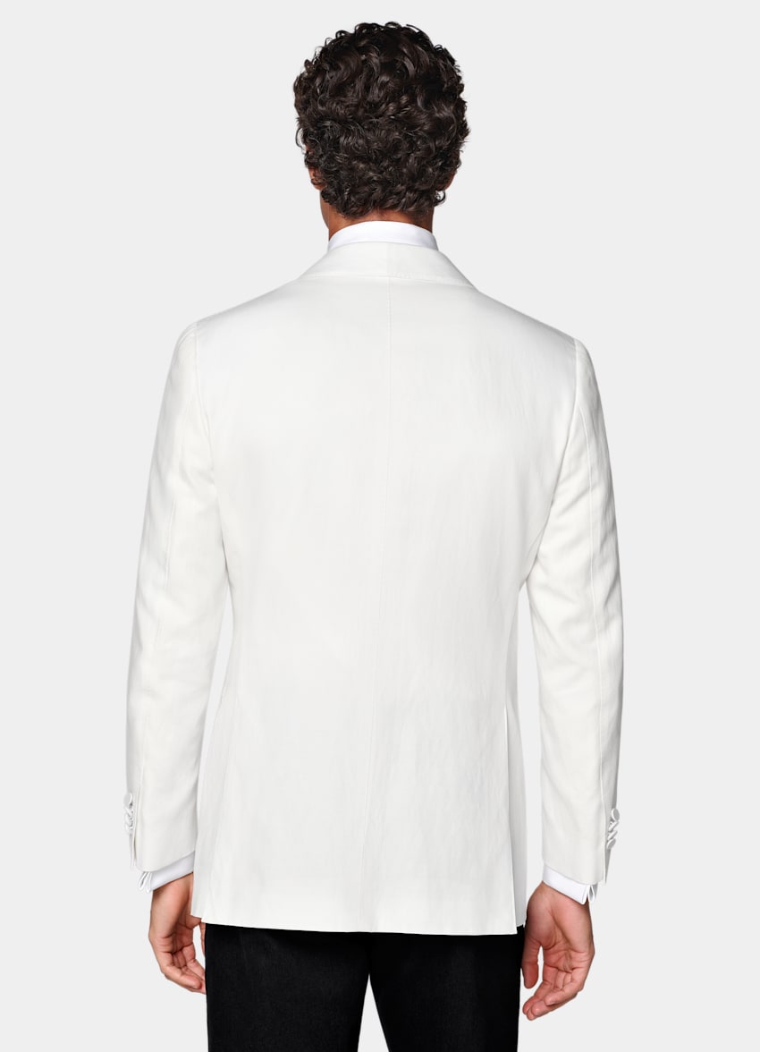 SUITSUPPLY Summer Lyocell Linen Cotton de Di Sondrio, Italia Off-White Tailored Fit Havana Dinner Jacket