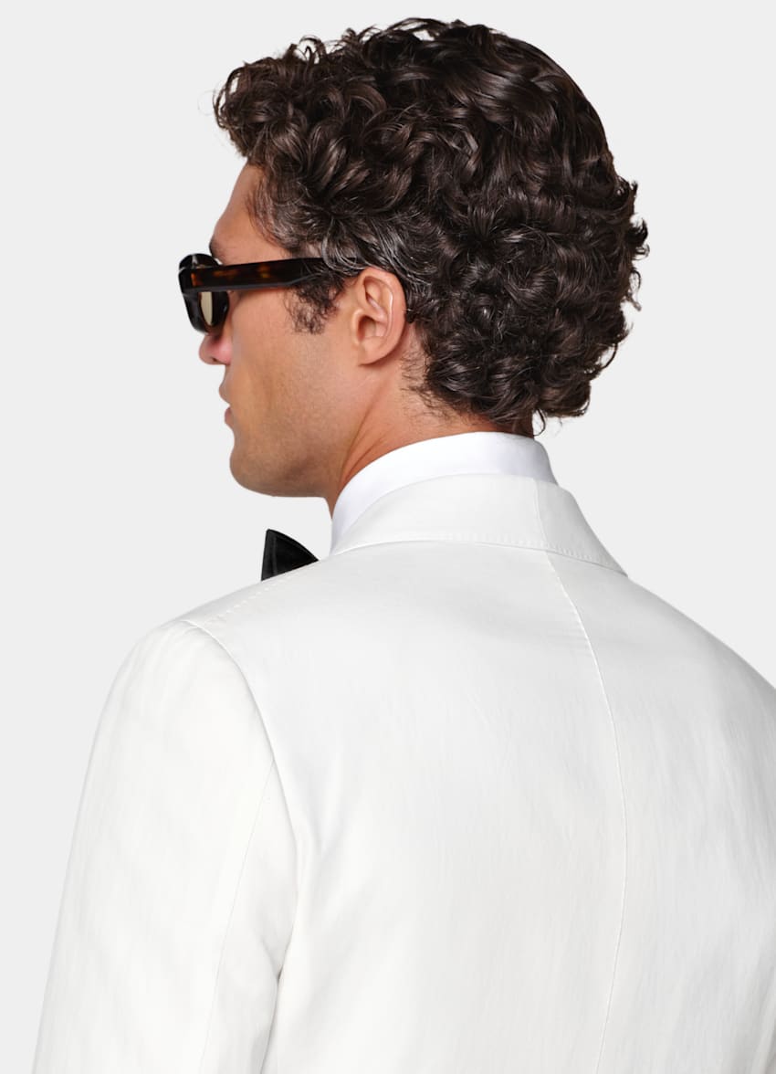 SUITSUPPLY Summer Lyocell Linen Cotton de Di Sondrio, Italia Off-White Tailored Fit Havana Dinner Jacket