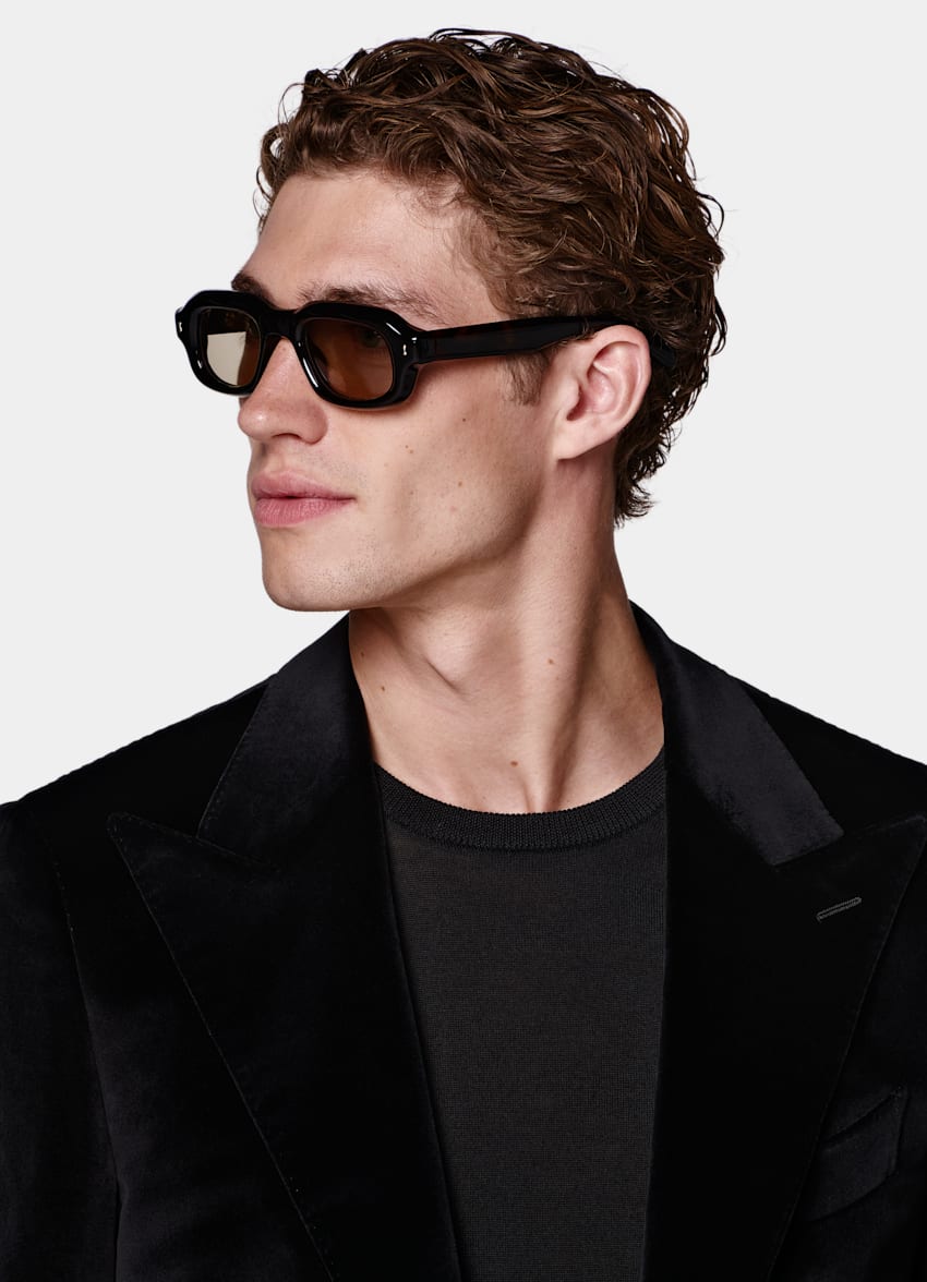 SUITSUPPLY All Season Stretch Cotton Velvet by Pontoglio, Italy Black Tailored Fit Havana Dinner Jacket