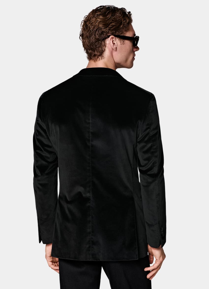 SUITSUPPLY All Season Stretch Cotton Velvet by Pontoglio, Italy Black Tailored Fit Havana Dinner Jacket