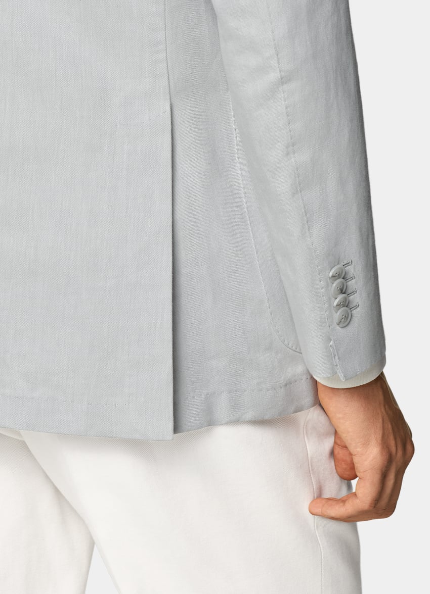 SUITSUPPLY Linen Cotton by Di Sondrio, Italy Light Grey Havana Blazer