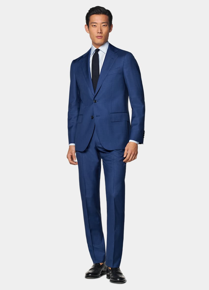 SUITSUPPLY All Season Pura lana S110s de Vitale Barberis Canonico, Italia Blazer de traje Havana azul intermedio corte Tailored