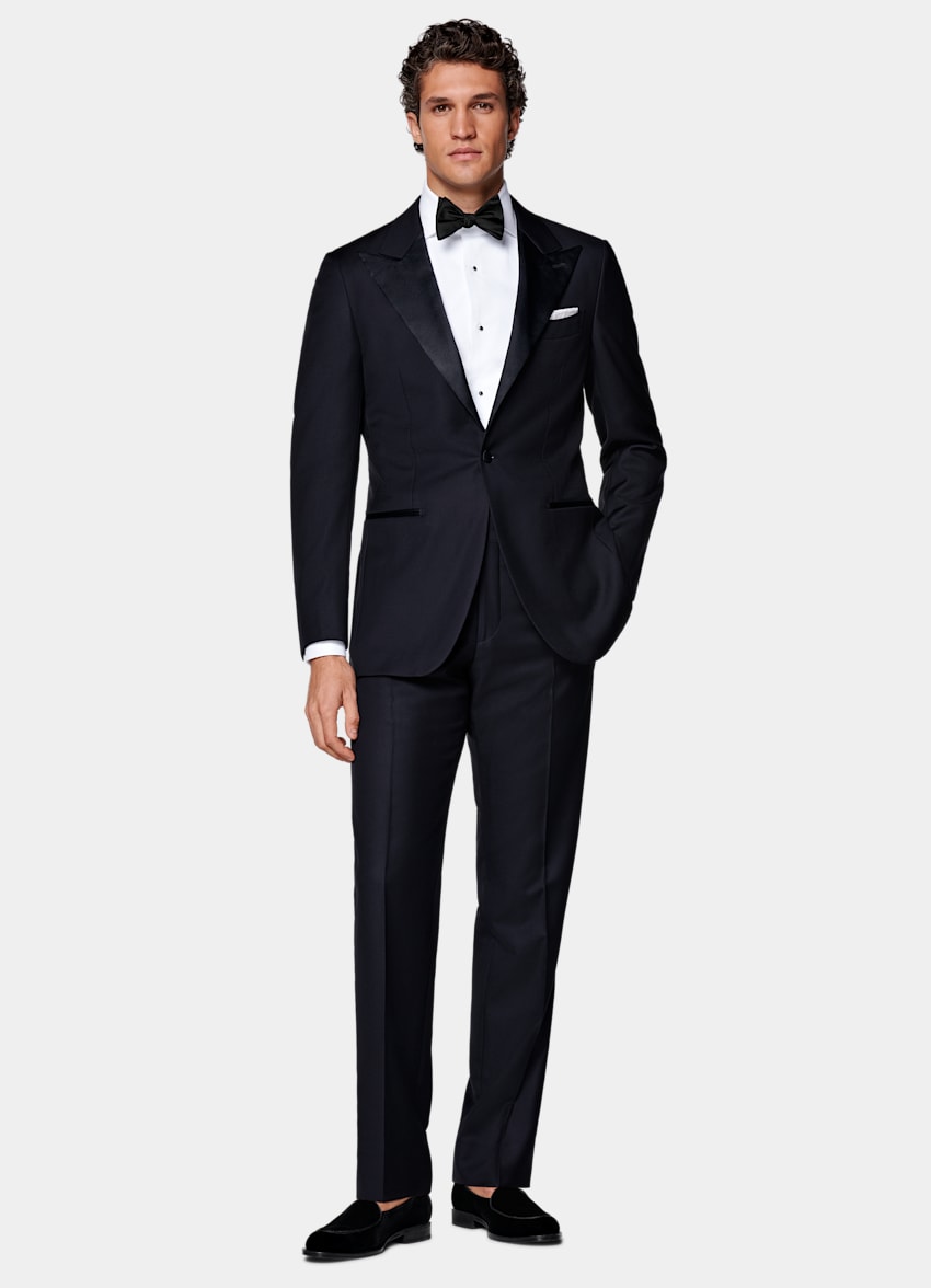 SUITSUPPLY All Season Pure S110's Wool by Vitale Barberis Canonico, Italy Navy Tailored Fit Havana Dinner Jacket