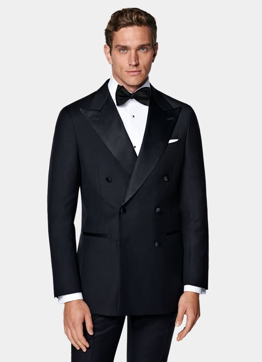SUITSUPPLY All Season Pure S110's Wool by Vitale Barberis Canonico, Italy Navy Tailored Fit Havana Dinner Jacket