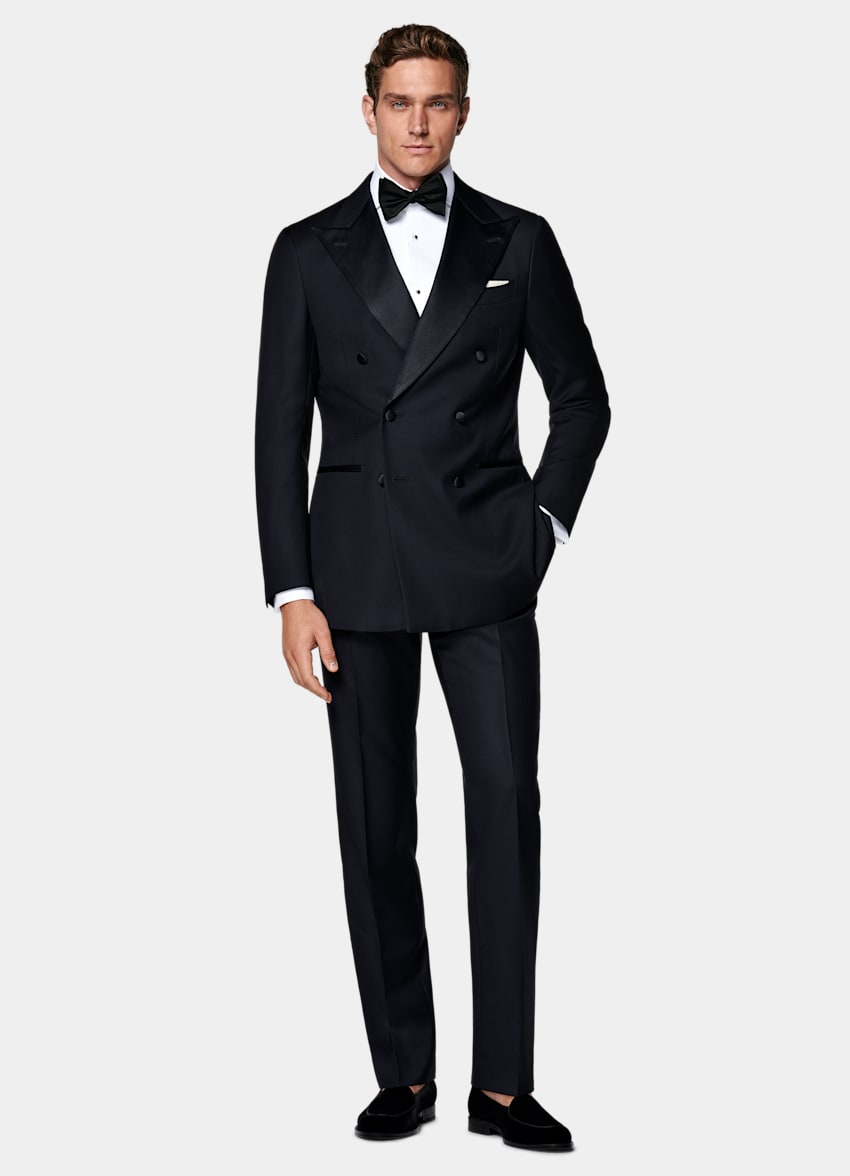 SUITSUPPLY All Season Pure S110's Wool by Vitale Barberis Canonico, Italy Navy Tailored Fit Havana Dinner Jacket