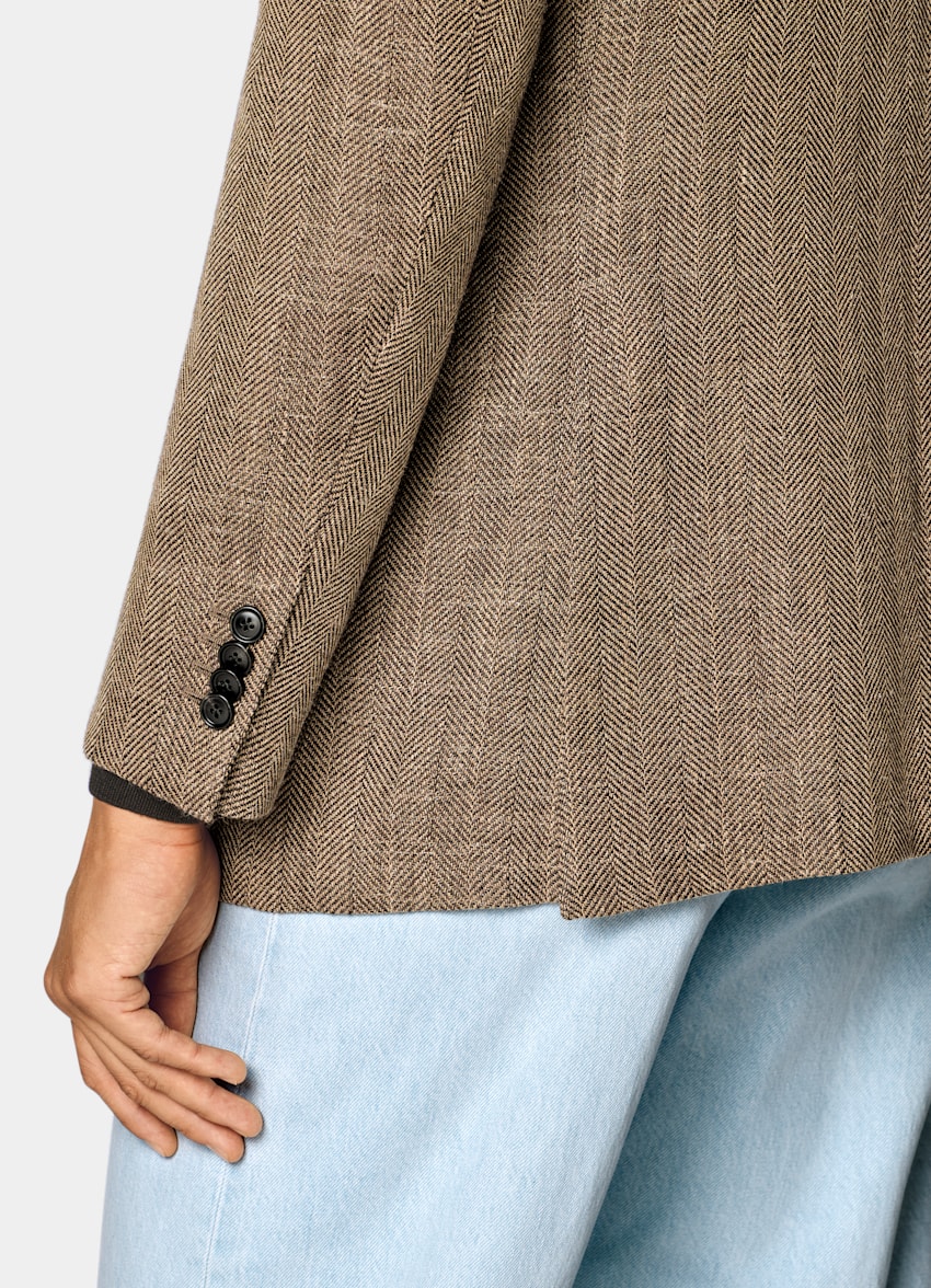 SUITSUPPLY Winter Wool Alpaca Linen by Ferla, Italy Mid Brown Relaxed Fit Roma Blazer