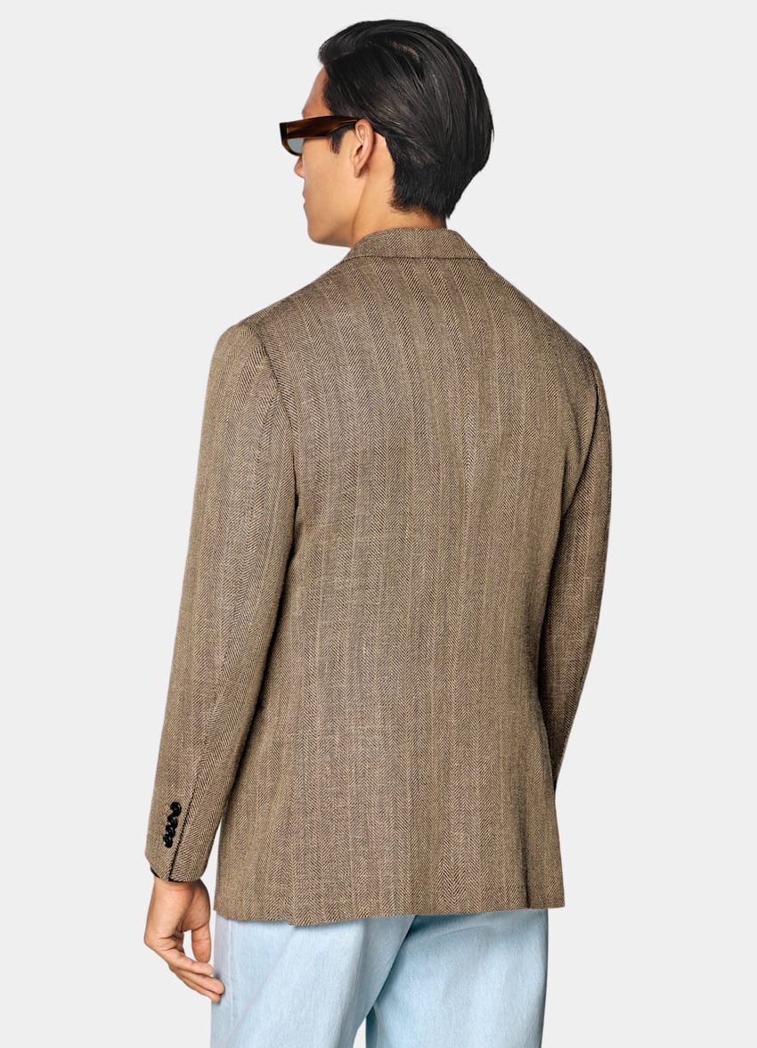 SUITSUPPLY Winter Wool Alpaca Linen by Ferla, Italy Mid Brown Relaxed Fit Roma Blazer