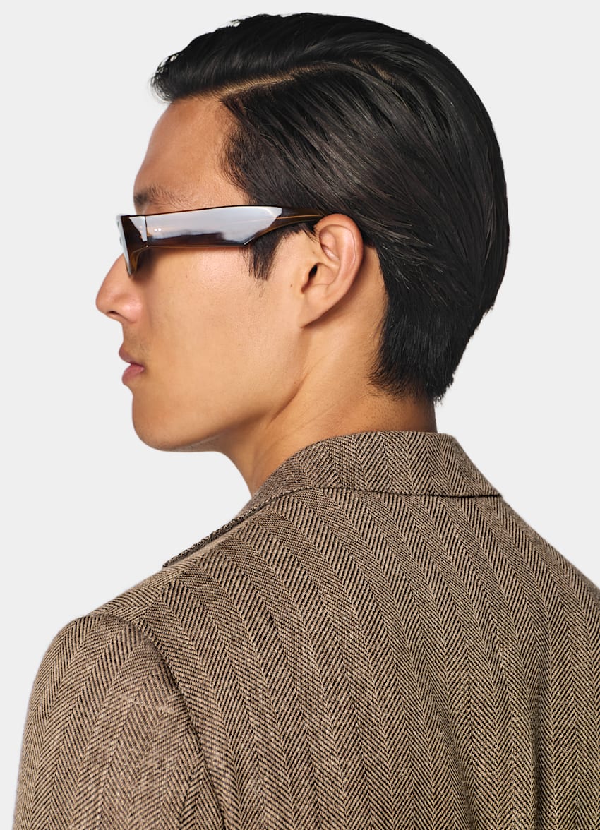 SUITSUPPLY Winter Wool Alpaca Linen by Ferla, Italy Mid Brown Relaxed Fit Roma Blazer
