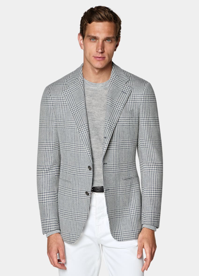 SUITSUPPLY Winter Wool Alpaca Silk by Ferla, Italy Mid Blue Relaxed Fit Roma Blazer