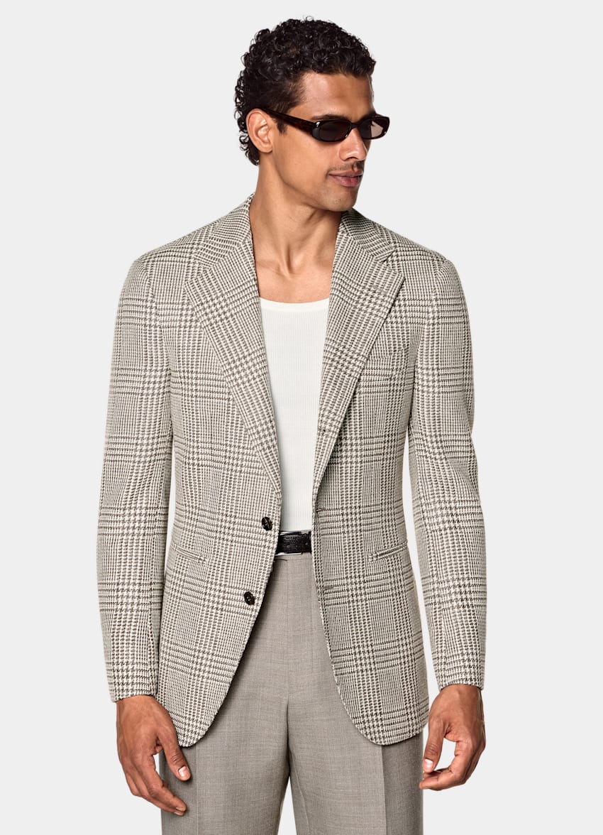 SUITSUPPLY Winter Wool Alpaca Silk by Ferla, Italy Mid Taupe Relaxed Fit Roma Blazer