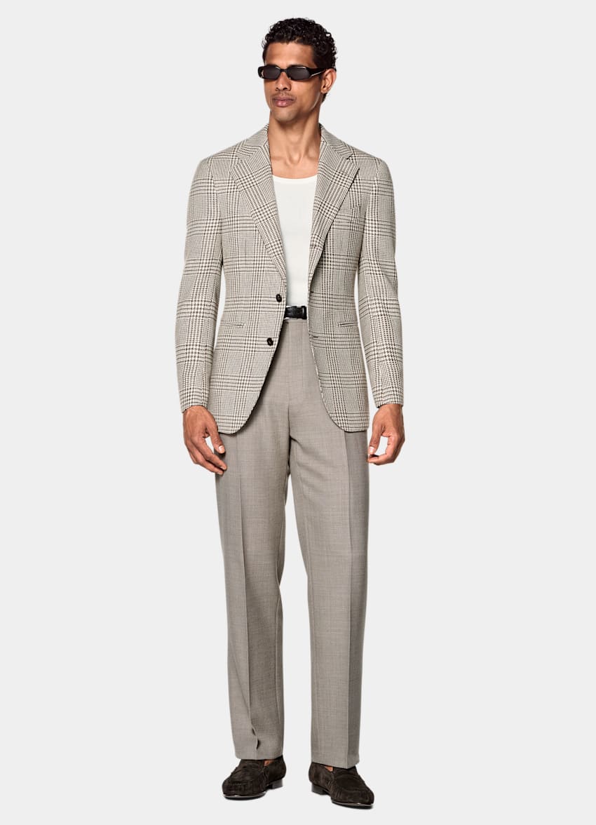 SUITSUPPLY Winter Wool Alpaca Silk by Ferla, Italy Mid Taupe Relaxed Fit Roma Blazer