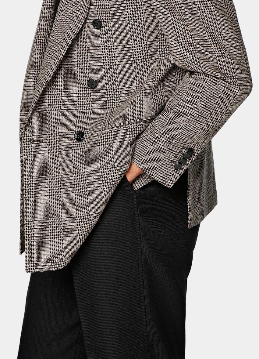 SUITSUPPLY Invierno Pura lana de Rogna, Italia Blazer Roma marr&oacute;n intermedio a cuadros corte Relaxed