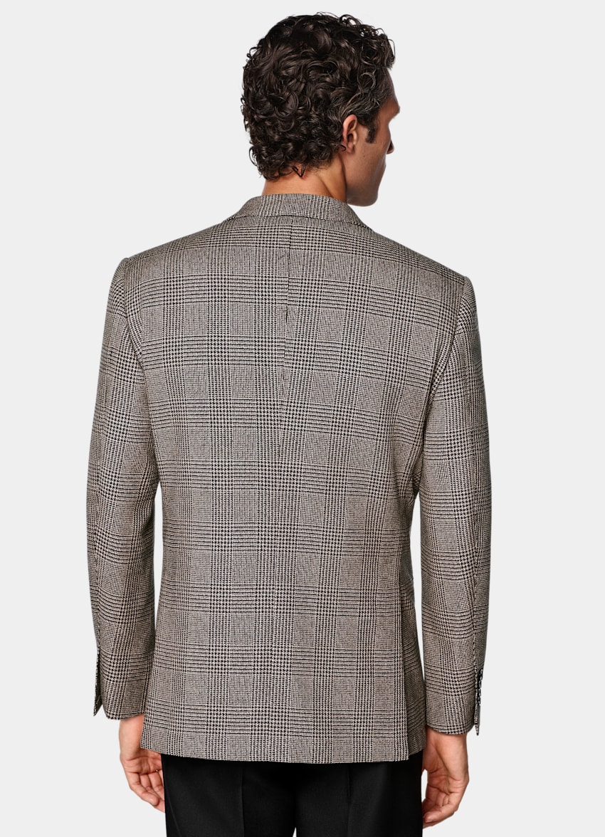 SUITSUPPLY Invierno Pura lana de Rogna, Italia Blazer Roma marr&oacute;n intermedio a cuadros corte Relaxed