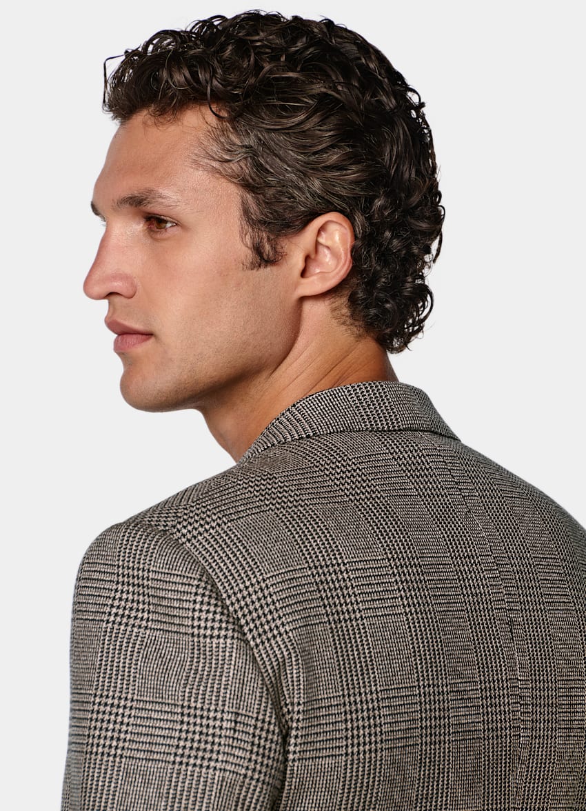 SUITSUPPLY Invierno Pura lana de Rogna, Italia Blazer Roma marr&oacute;n intermedio a cuadros corte Relaxed