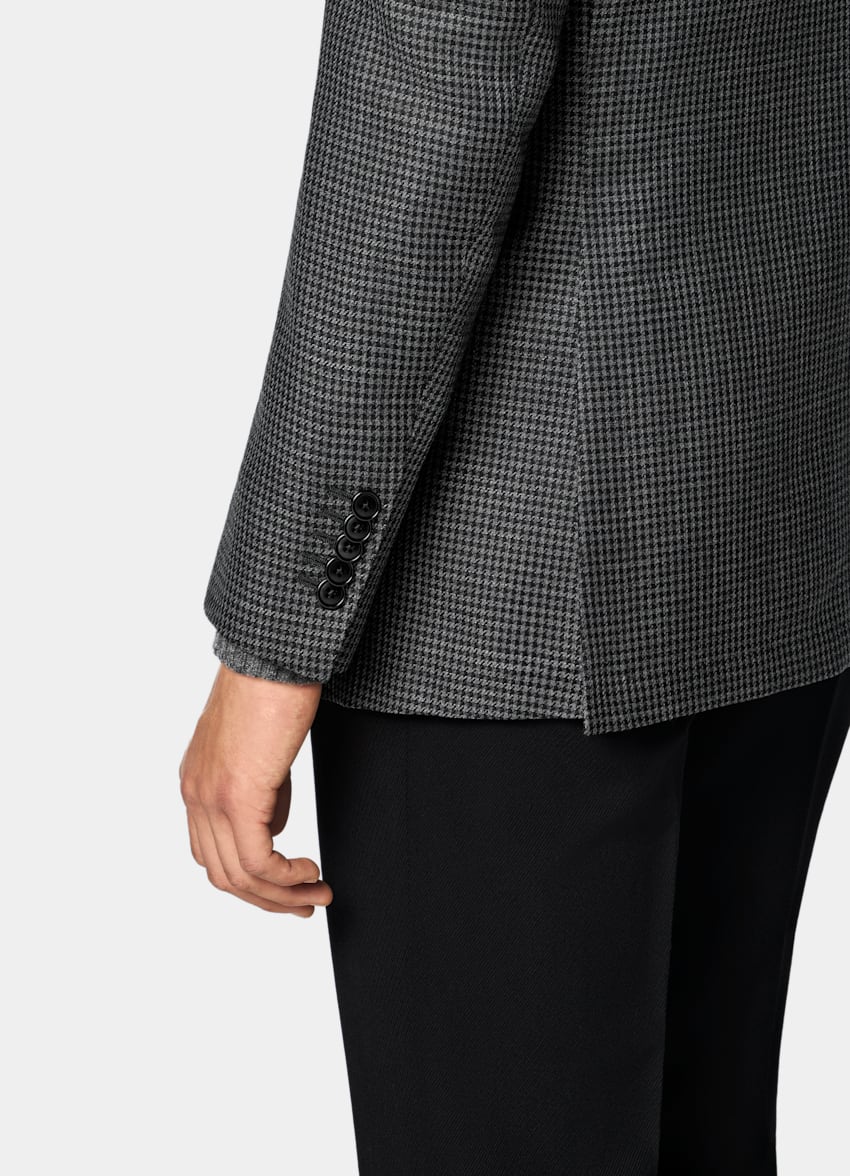 SUITSUPPLY Winter Wolle Mohair von Delfino, Italien Milano Sakko mittelgrau Hahnentrittmuster Tailored Fit