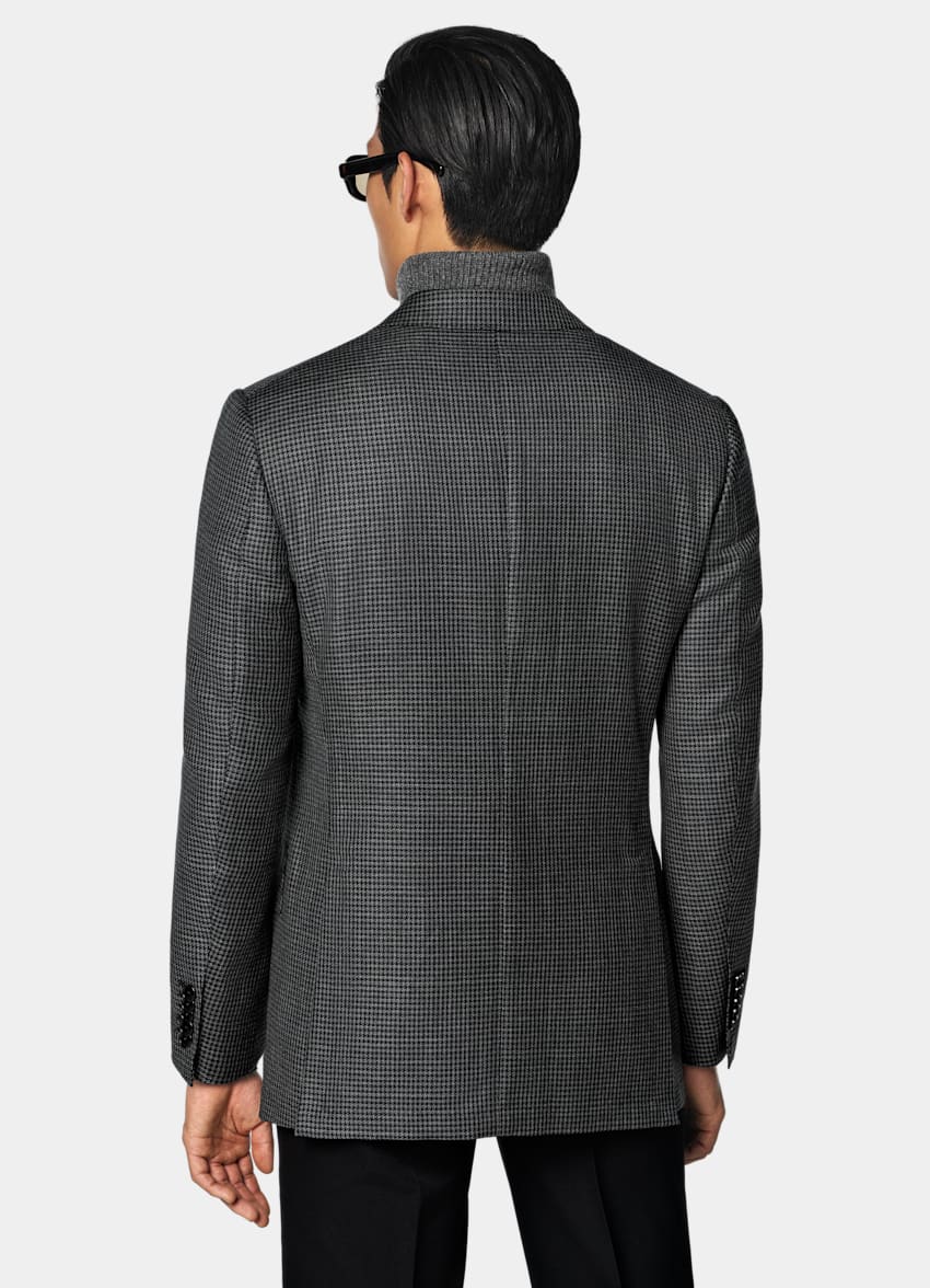 SUITSUPPLY Winter Wolle Mohair von Delfino, Italien Milano Sakko mittelgrau Hahnentrittmuster Tailored Fit