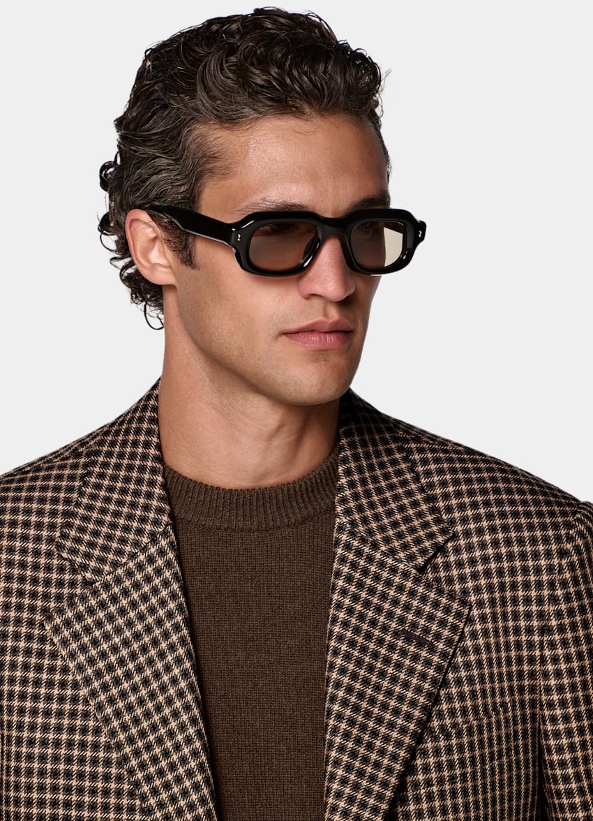 SUITSUPPLY Winter Pure Wool by Rogna, Italy Mid Brown Checked Relaxed Fit Brera Blazer