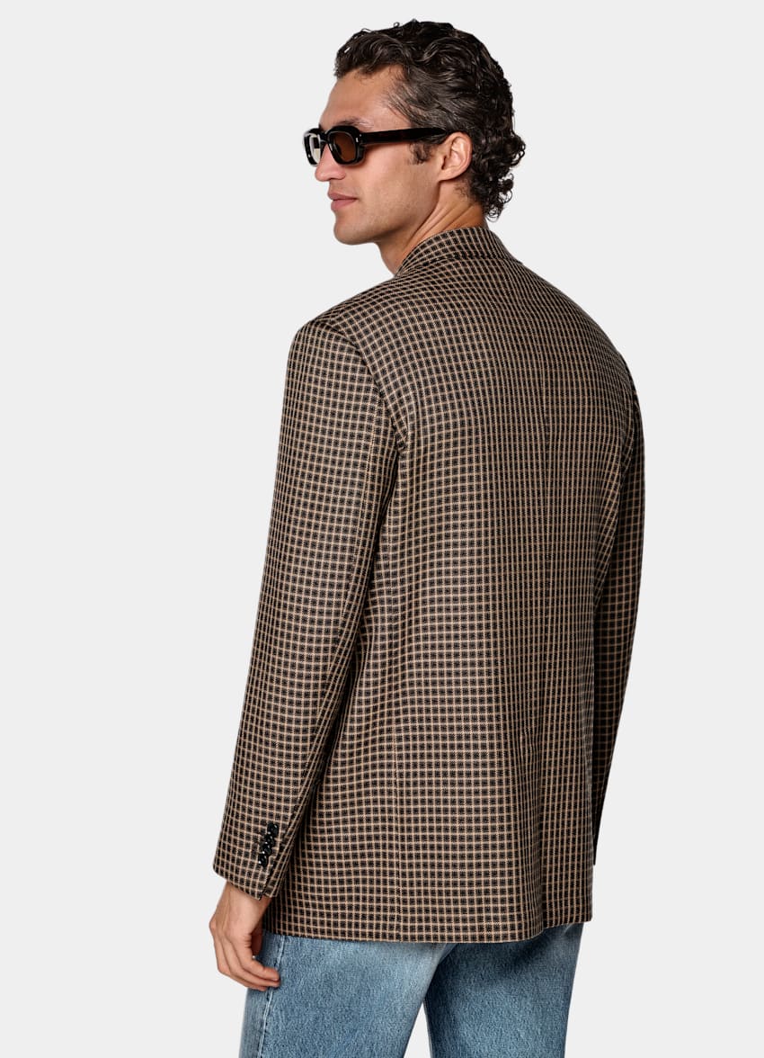 SUITSUPPLY Winter Pure Wool by Rogna, Italy Mid Brown Checked Relaxed Fit Brera Blazer