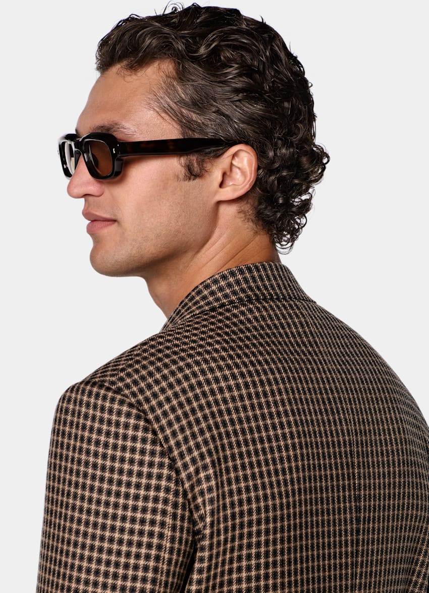 SUITSUPPLY Winter Pure Wool by Rogna, Italy Mid Brown Checked Relaxed Fit Brera Blazer