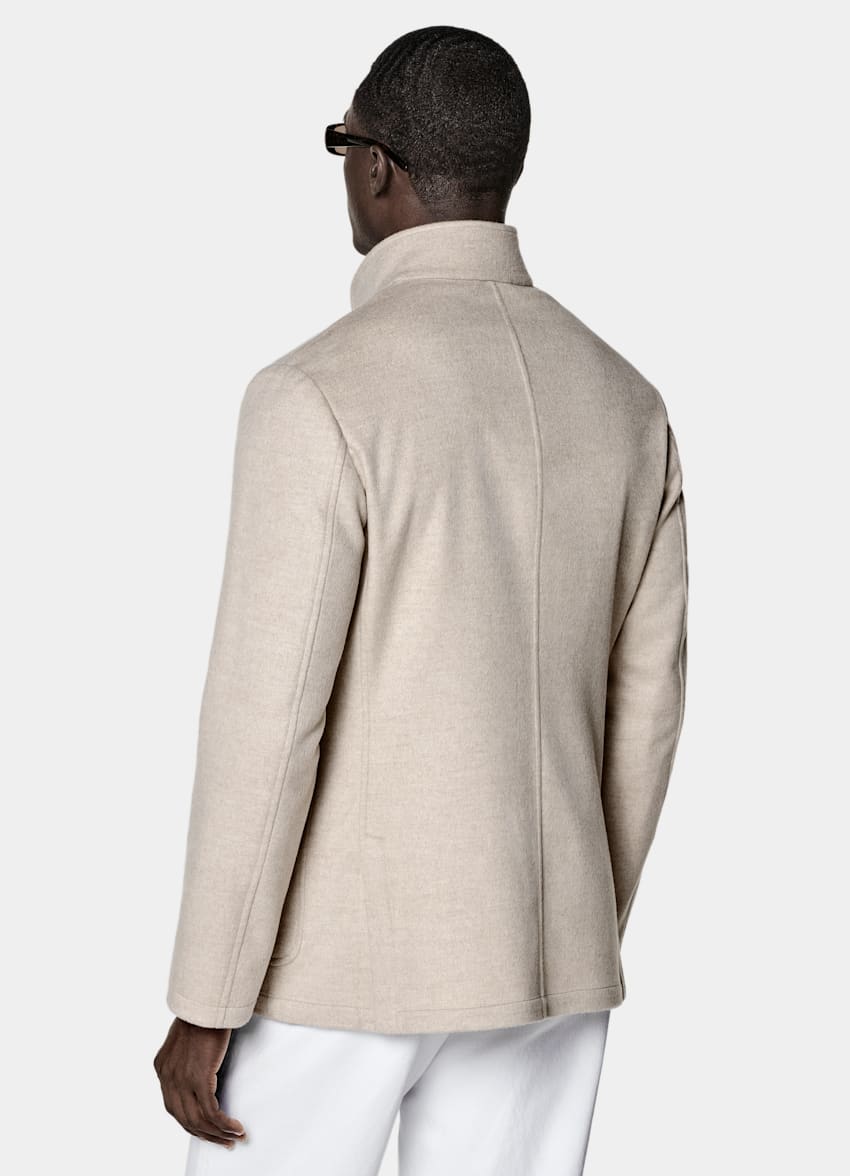 SUITSUPPLY Wool Cashmere - Winter Light Brown Relaxed Fit Shirt-Jacket