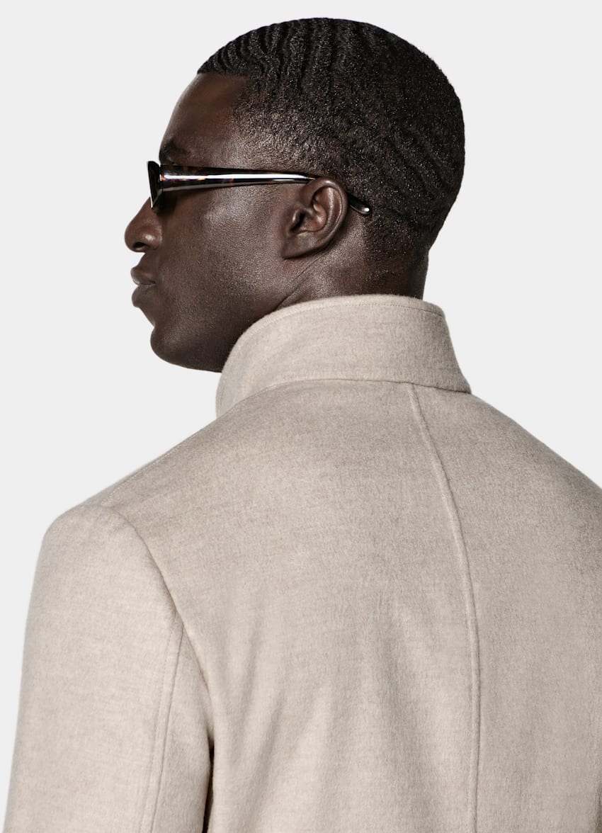 SUITSUPPLY Wool Cashmere - Winter Light Brown Relaxed Fit Shirt-Jacket
