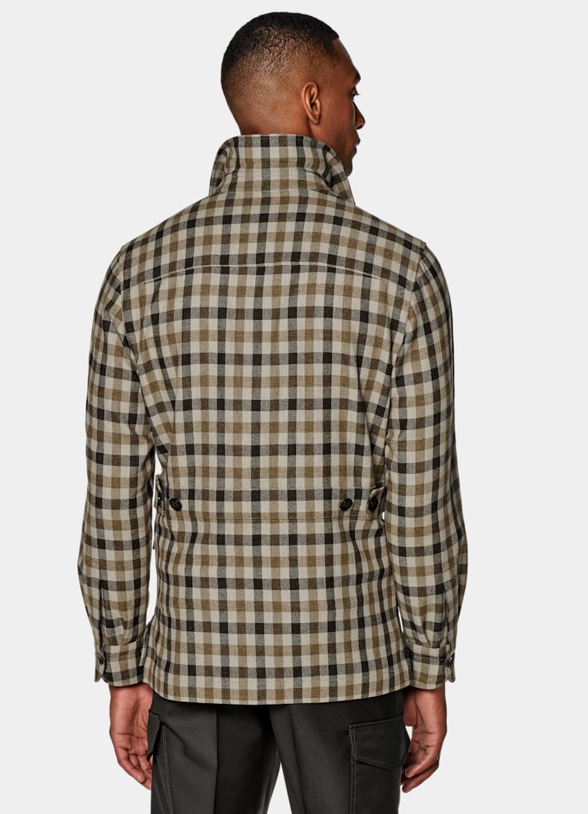 SUITSUPPLY Laine et cachemire - E.Thomas, Italie Veste chemise William marron moyen à carreaux